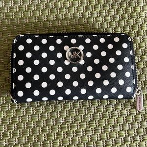 Black and white polka dot Michael Kors wallet